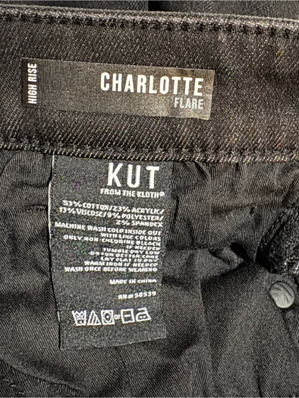 KUT from the Kloth Charlotte Black Seamed High Waist Flare Leg Size 0 - Picture 15 of 15